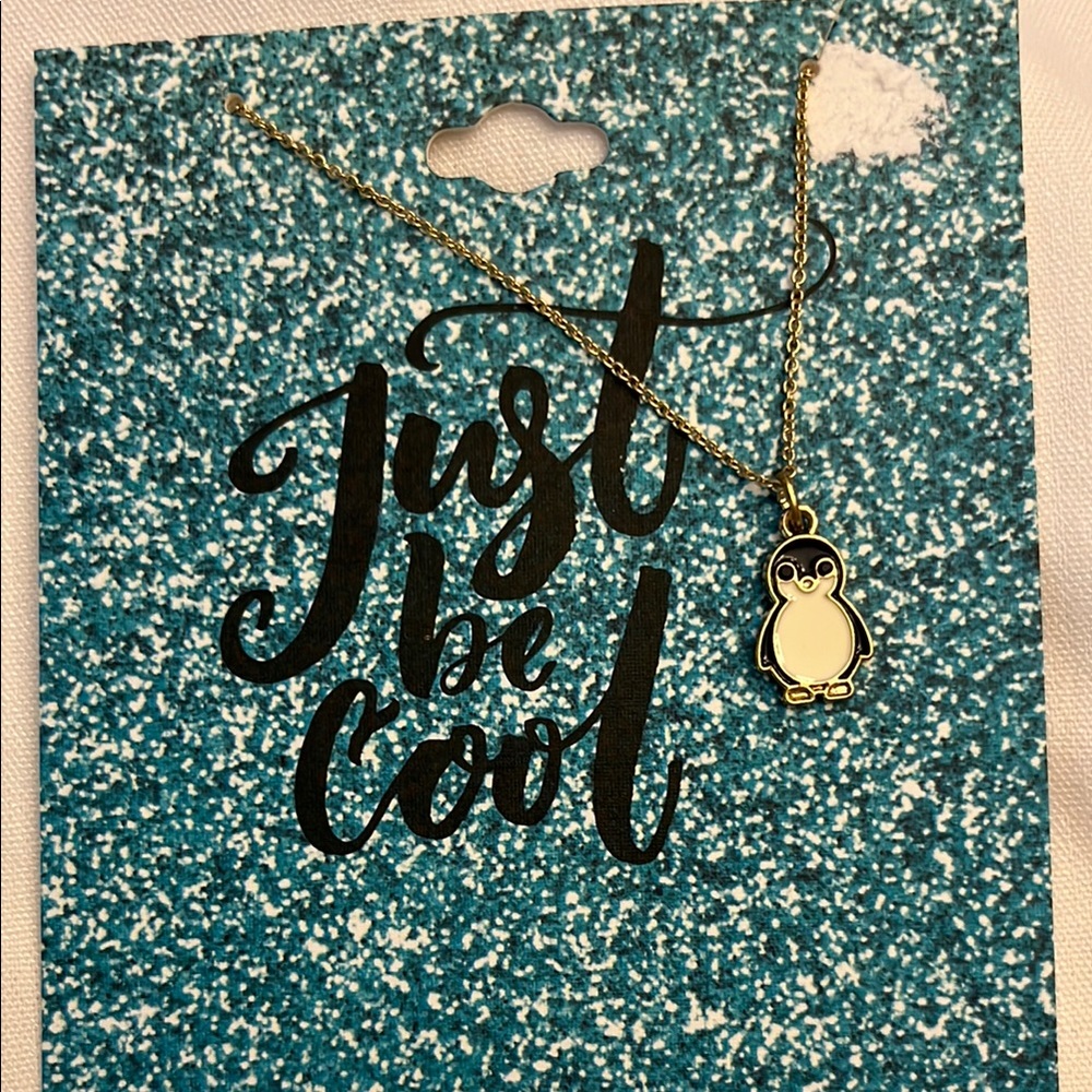 Penguin Pendant Necklace - Gold tone chain